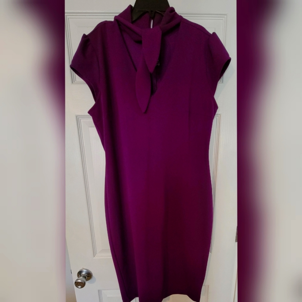 EUC NY&C Bow-Neck Purple/Plum dress size XL